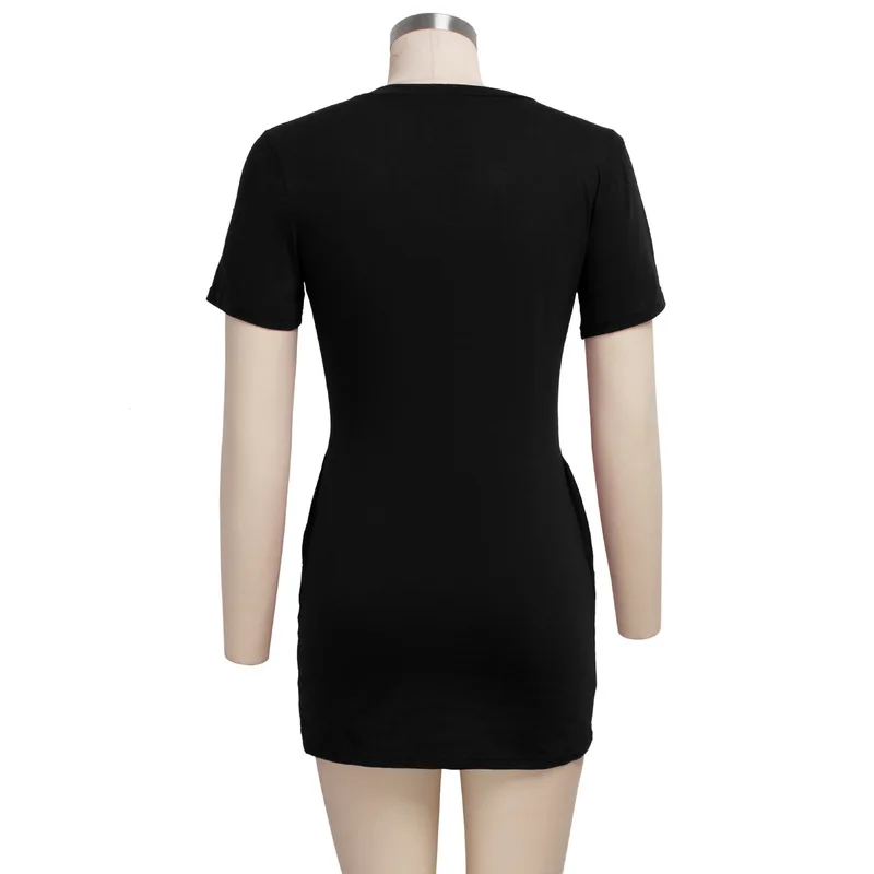 

Cross Lace Up Summer Slim Fit Mini Dress Women Round Neck Short Sleeve Sheath Dress Casual Female High Waist Club Party Dresses