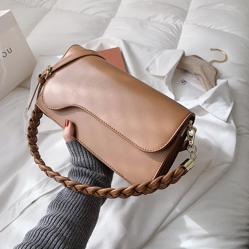 

Маленькие сумки через плечо из искусственной кожи в простом стиле для женщин 2020, элегантная сумочка-Багет, женские сумки на плечо