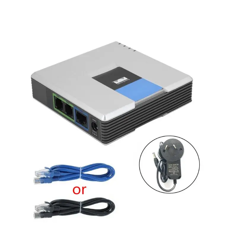 

VOIP-шлюз, 2 SIP-порты V2, протокол интернет-телефона, речевой адаптер с сетевым кабелем для Linksys PAP2T AU/EU/US/UK Plug