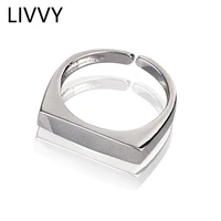 livvy silver color unique square rings personality geometrical finger finger rings for women wedding gifts 2021 trend