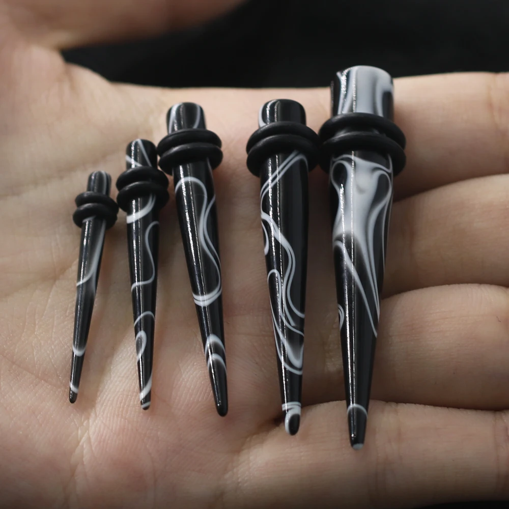 1 шт. черный в полоску с рисунком уха растяжения Акриловые Конус медные