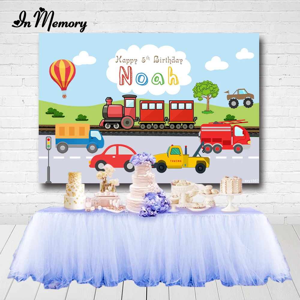 В памяти с рисунком из мультфильма Тачки поезд для мальчиков День рождения Фоны