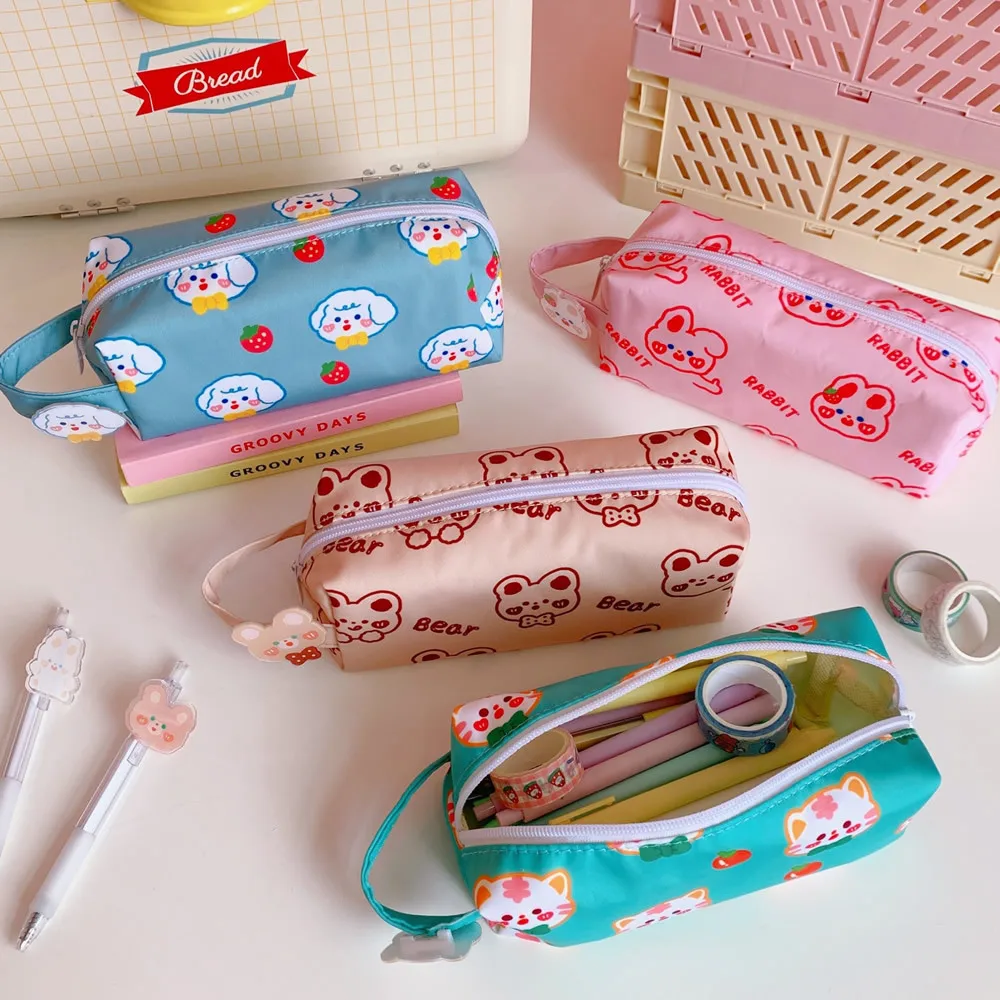 

Чехол для карандашей большой емкости с брошью и мишкой Kawaii сумка для хранения ручек