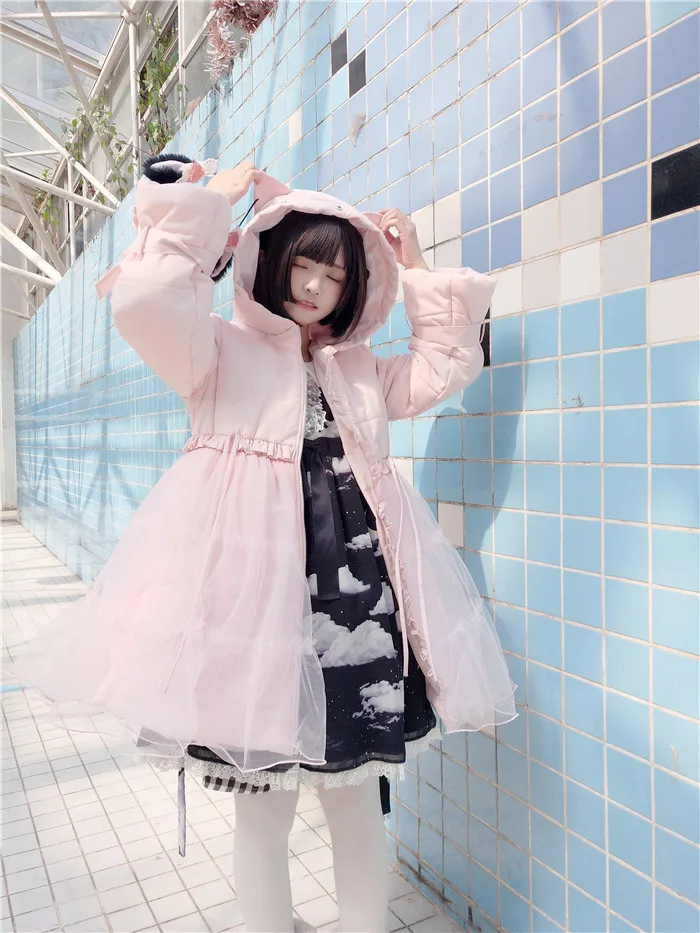 Зимний сетчатый пуховик с большим меховым воротником теплое пальто принцессы в