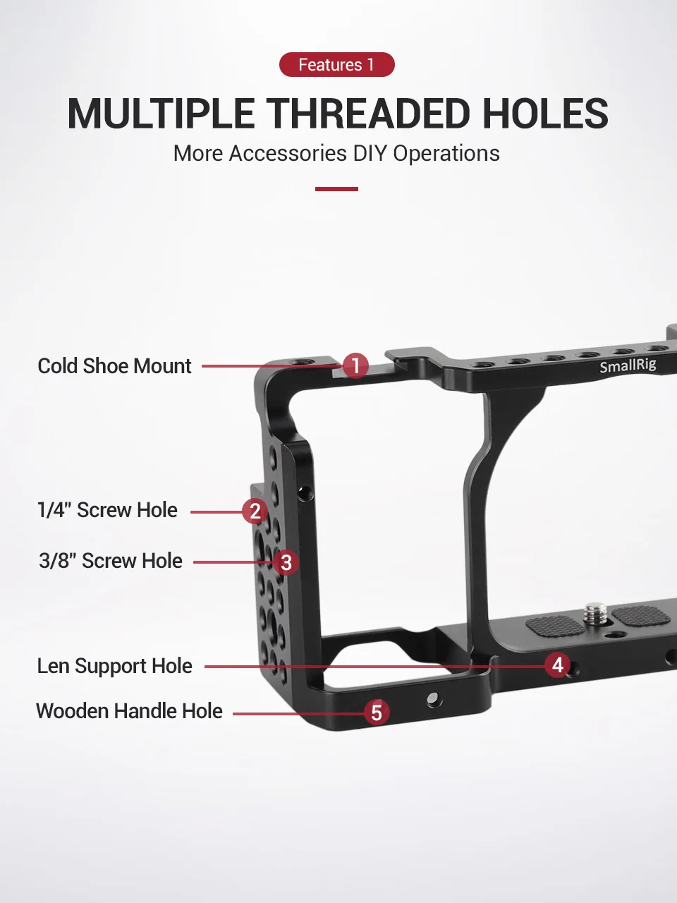 Клетка для камеры SmallRig для sony A6000/A6300/A6500 ILCE-6000/ILCE-6300/A6500/Nex-7 клетка из алюминиевого сплава для крепления штатива монитор-1661