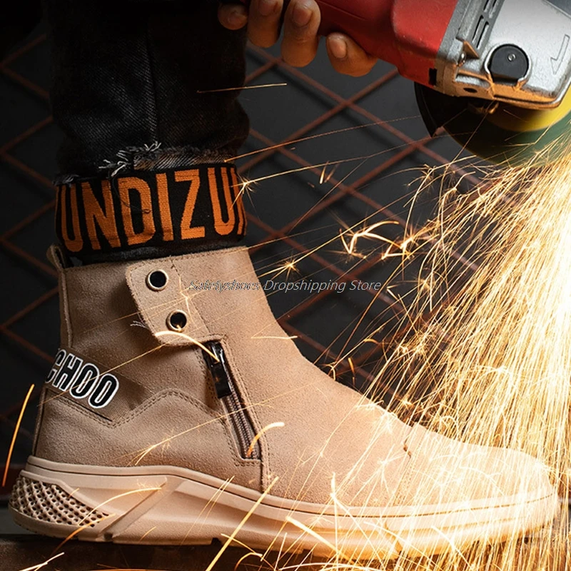 

Safety Shoes Men's Working Boots Steel Toe Shoes For Men Anti-Puncture Boots Indestructible Work Sneaker Male Work Shoes Outdoor