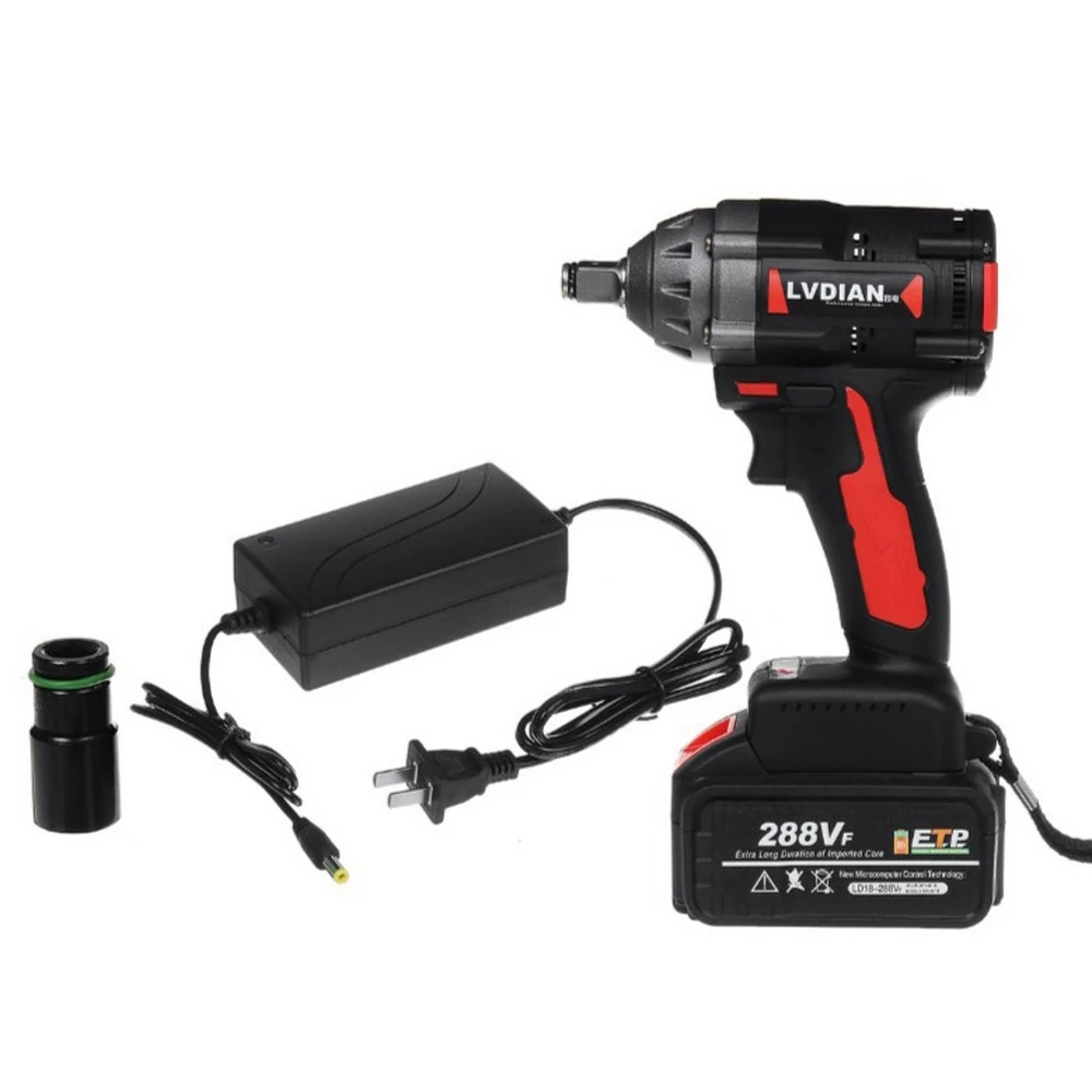 

Brushless Impact Electric Wrench 288VF 630N.M Cordless High Torque Lithium Ion Battery Household Wrench Power Tool with Battery