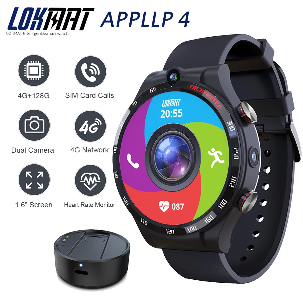 LOKMAT APPLLP 4 умные часы Для мужчин с мобильным телефоном на базе Android 10 7 Wi Fi 8MP двойной