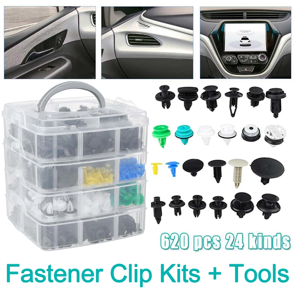 

620pcs/Set Car Fasteners Clips Auto Panel Rivet Cover Repair Parts Liner Kit