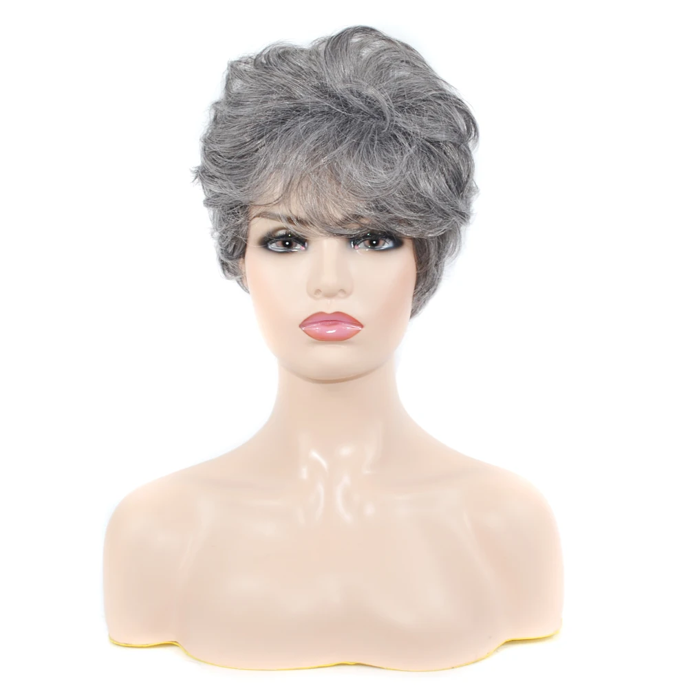 Короткие волосы парик с естественной челкой вырез фея основными синтетическими