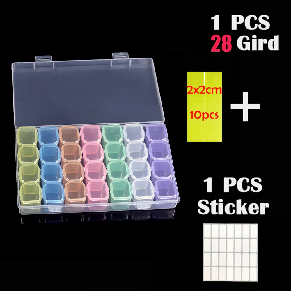 

28 grid Dismountable diamond painting Accessories Diamond Embroidery Cases PP plastics Box Organizer Home Storage boxes