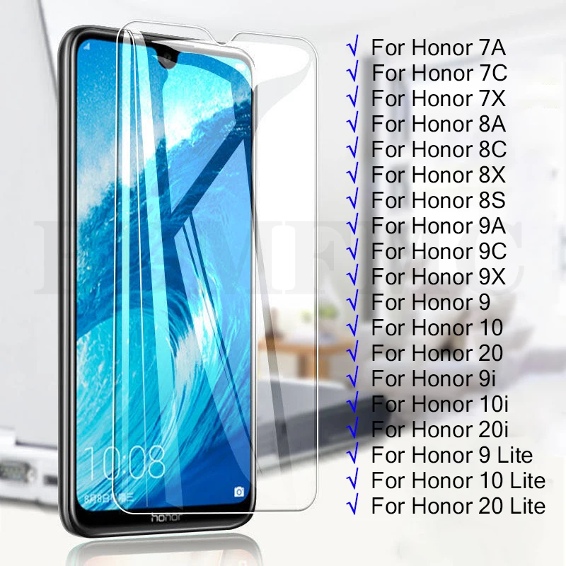 

Full Tempered Glass For Huawei Honor 7A 7C 7X 8A 8C 8X 9 10 20 Lite 9i 10i 20i HD Glass Film For Honor 9A 9C 9X Screen Protector