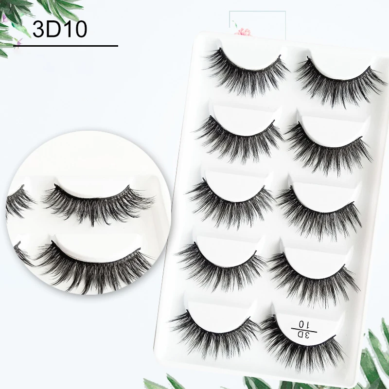 5 пар Мягкие Накладные ресницы из искусственной норки Длинные для макияжа