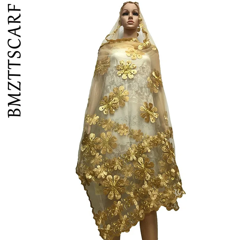 Новая африканская Женская шаль samll цветок дизайн вышивки большой шарф из тюли с бисером для создания своих прекрасных шалей BM622 - Цвет: BM622-8