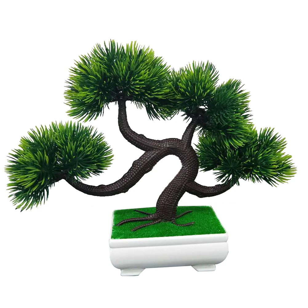 Simulation Potted Fake Flower Four Fork Welcome Pine Plant Bonsai Desktop Decoration Home Mini | Дом и сад