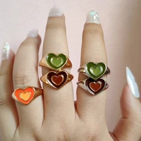 new ladies color peach heart opening adjustable ring glossy love ring peach heart ring exquisite fashion jewelry