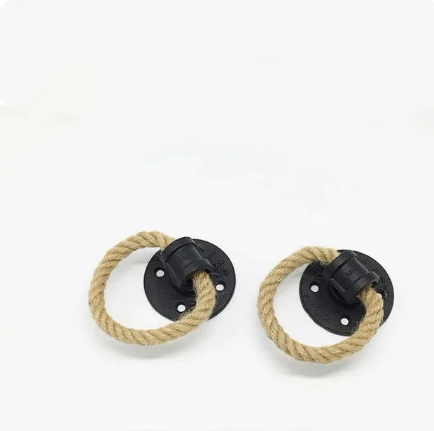 Винтажные ручки для ящиков с кольцом 1 26 дюйма из пеньковой веревки черные