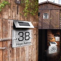 diy house number outdoor led solar light door plate home address with letters waterproof doorplate house sign door number