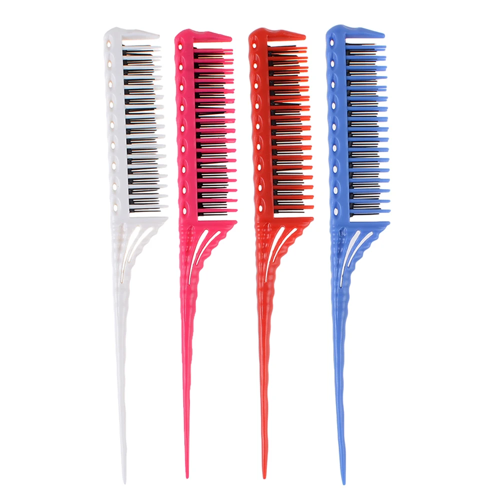 

1pcs Portable Hair Comb Salon Brush Styling Hairdressing Tail Plastic Comb Set For Beauty With Three-row Rat Tail Comb