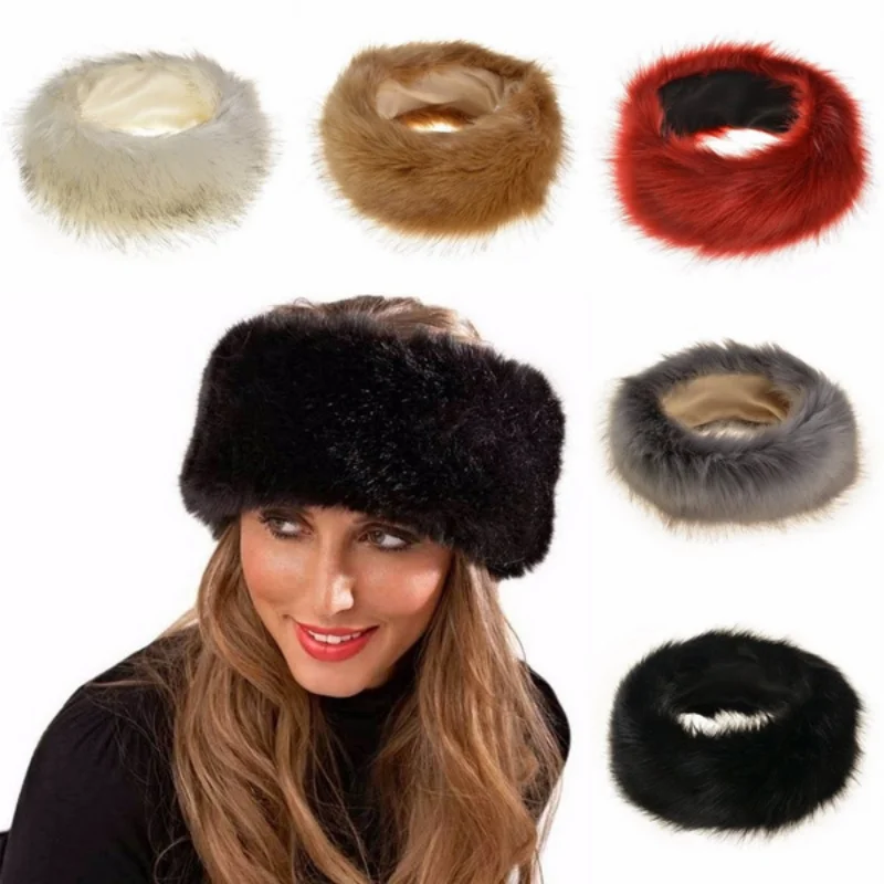 

Soft Fur Headband Real Rabbit Fur Headband Fluffy Luxury Hairband Wide Natural Fur Hat Caps Solid Color Girls Hair Accessories