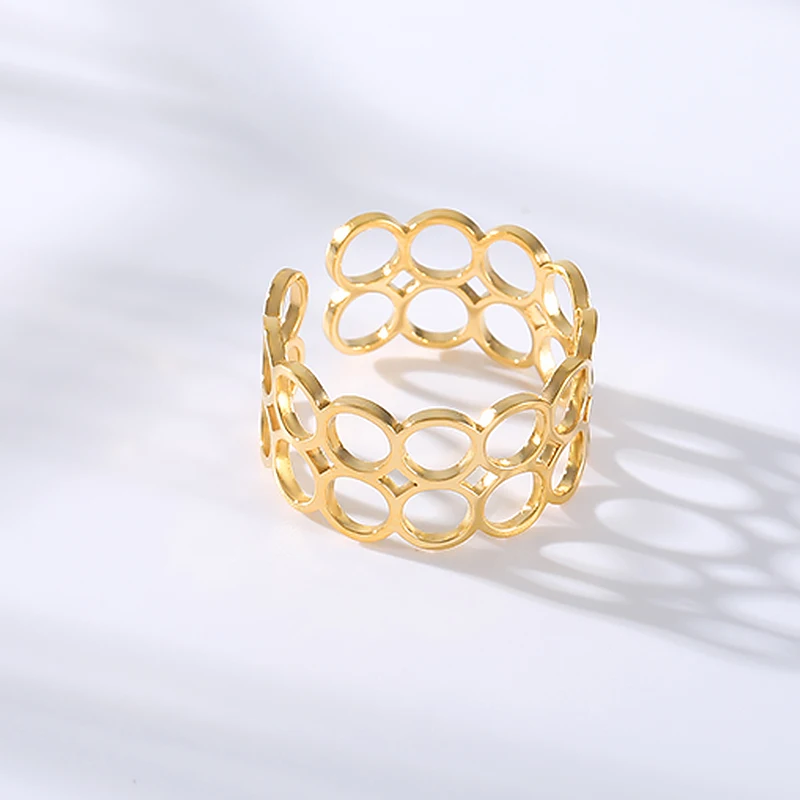 

2021 Minimalist Jewelry Silver Color Geometric Rings for Women Adjustable Geometry Round Finger Ring For Girls Bague Femme