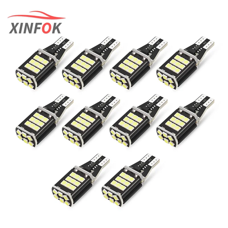 

10 PCS Car LED Light Bulbs T10 T15 W5W DC 12V 3030 SMD 24 Chips Super Bright Reverse Lights Position Lamps