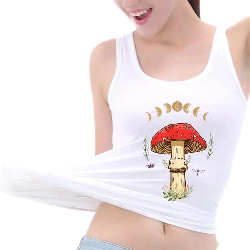 

Волшебная длинная майка с рисунком грибов темной Академии Cottagecore, Летний стиль для женщин, тонкий Топ без рукавов