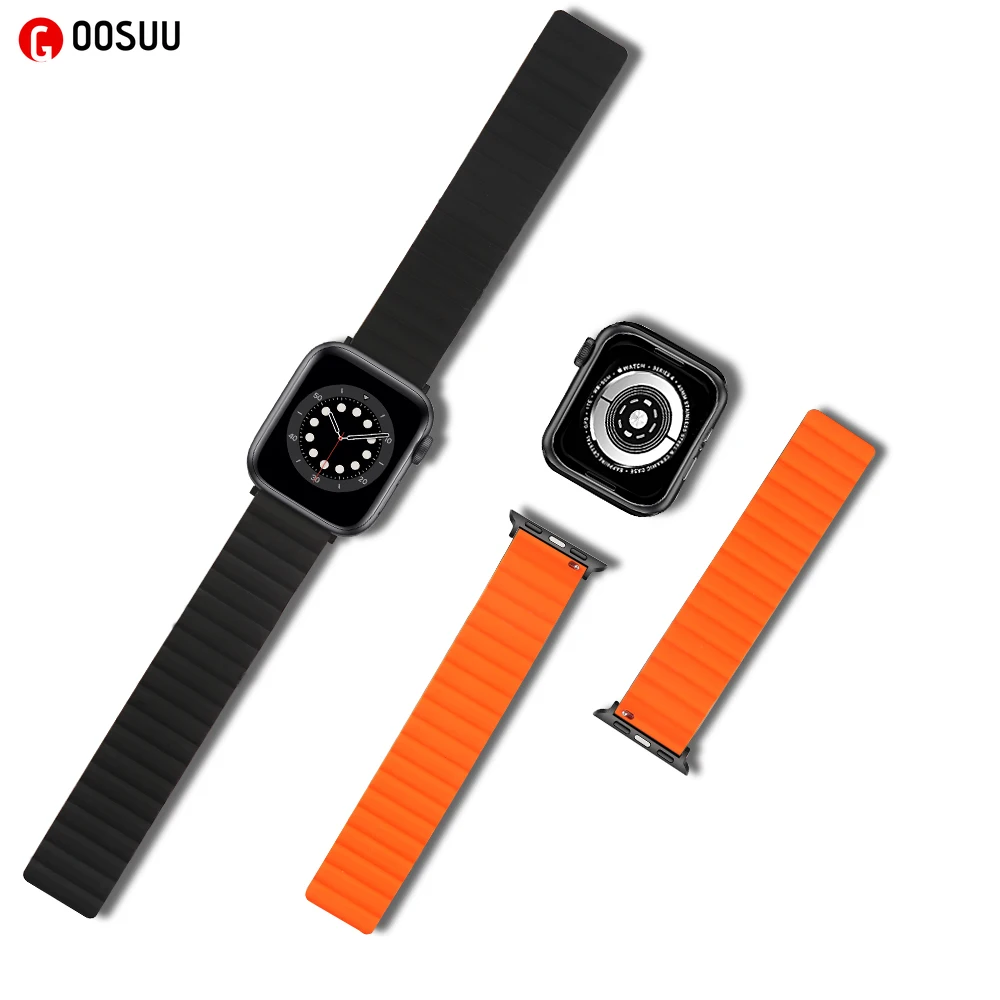 

Ремешок кожаный для Apple Watch Band 44 мм 40 мм 42 мм 38 мм, браслет с магнитной петлей для Apple SE Series 6 5 4 3 2 1