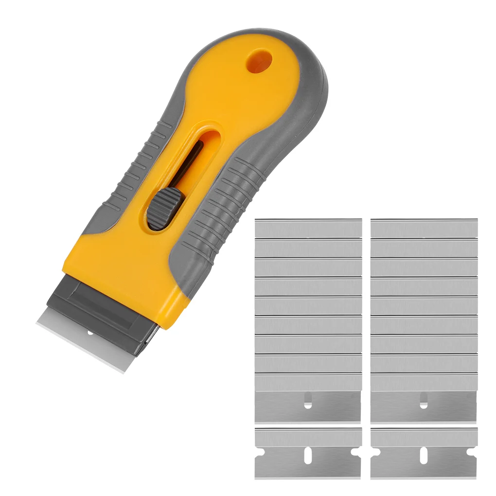 

Ceramic Scraper Stainless Steel Sticker Remover Plastic Handle Portable Glass Scraping Set with 20pcs Tools