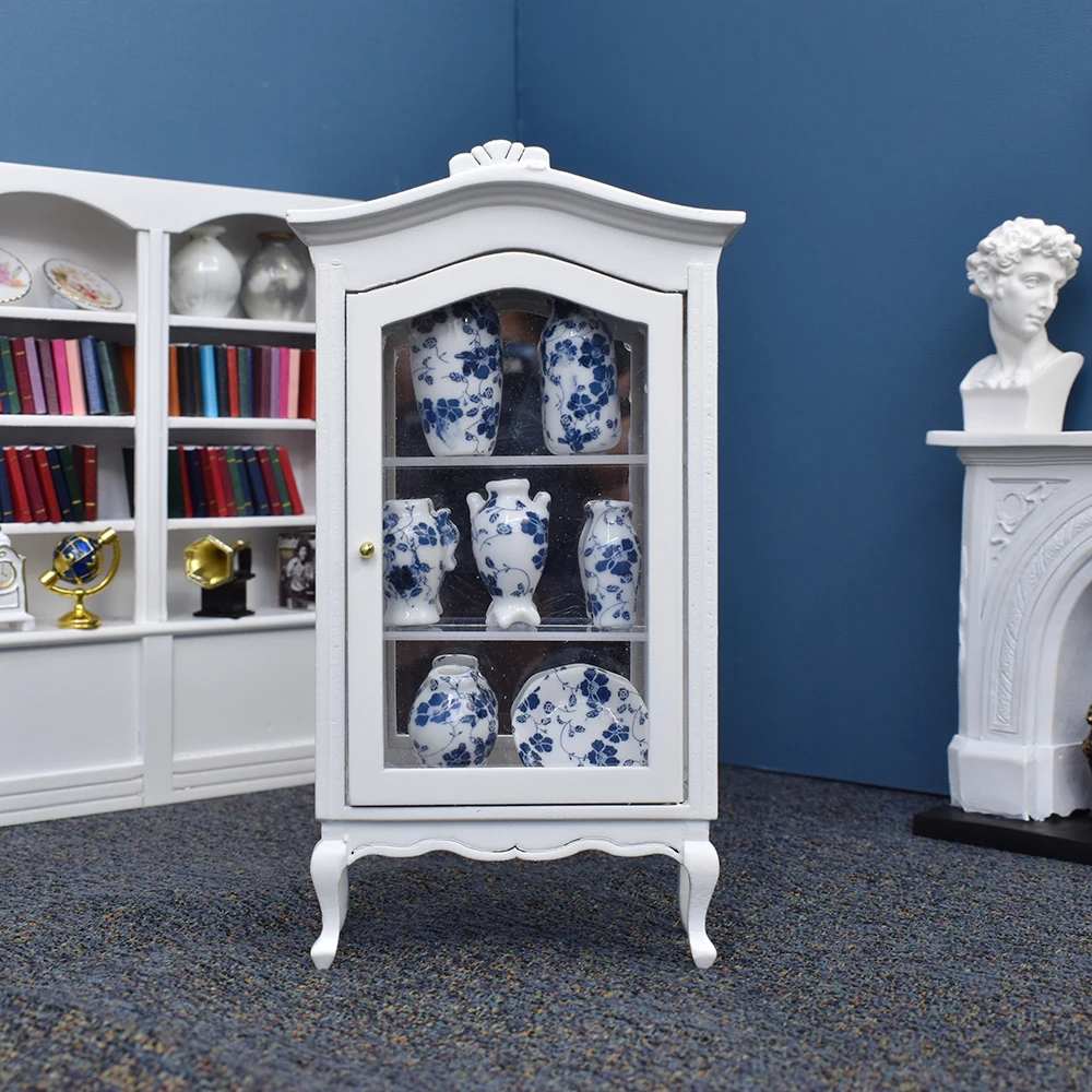 1/12 миниатюрное украшение для кукольного домика фарфоровая ваза синяя лоза