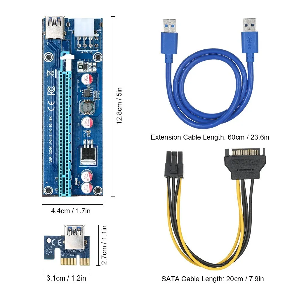 6 Pack многоинтерфейсный PCI E 6pin адаптер карта с питанием от переходника 1x до 16x
