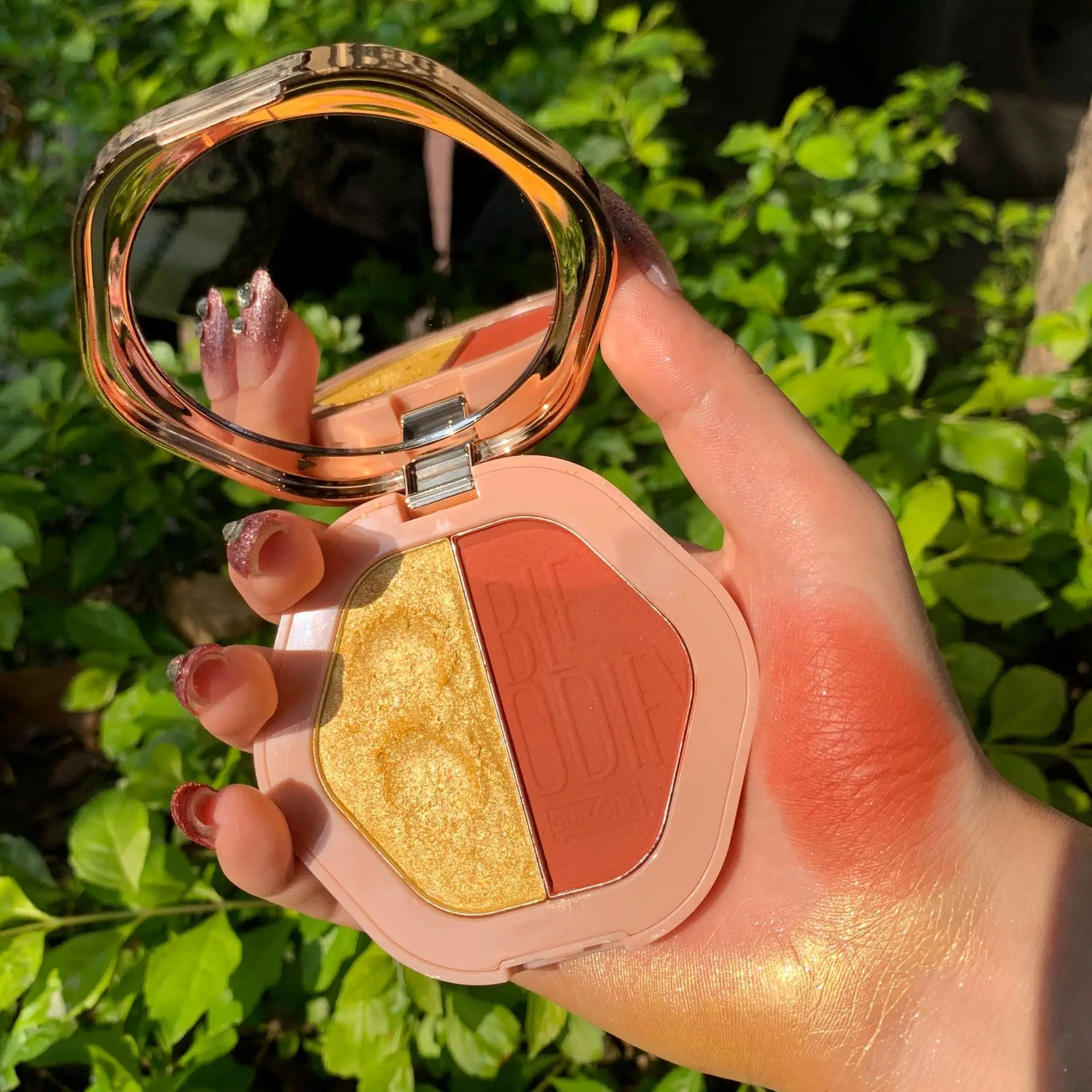 2 цвета Хайлайтер с румянами для лица бронзаторы палитра макияж светящийся блеск