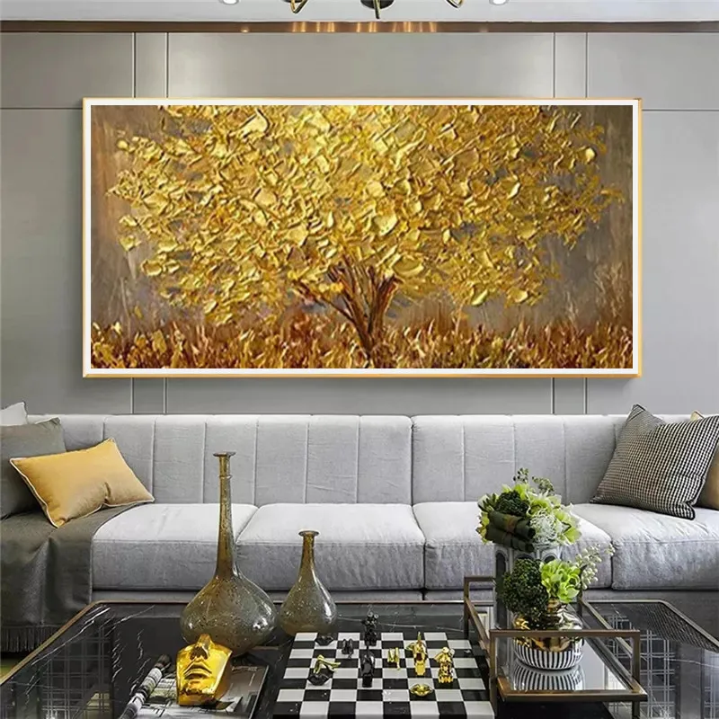 Абстрактная Роскошная картина большого размера счастливая Золотая фотография и