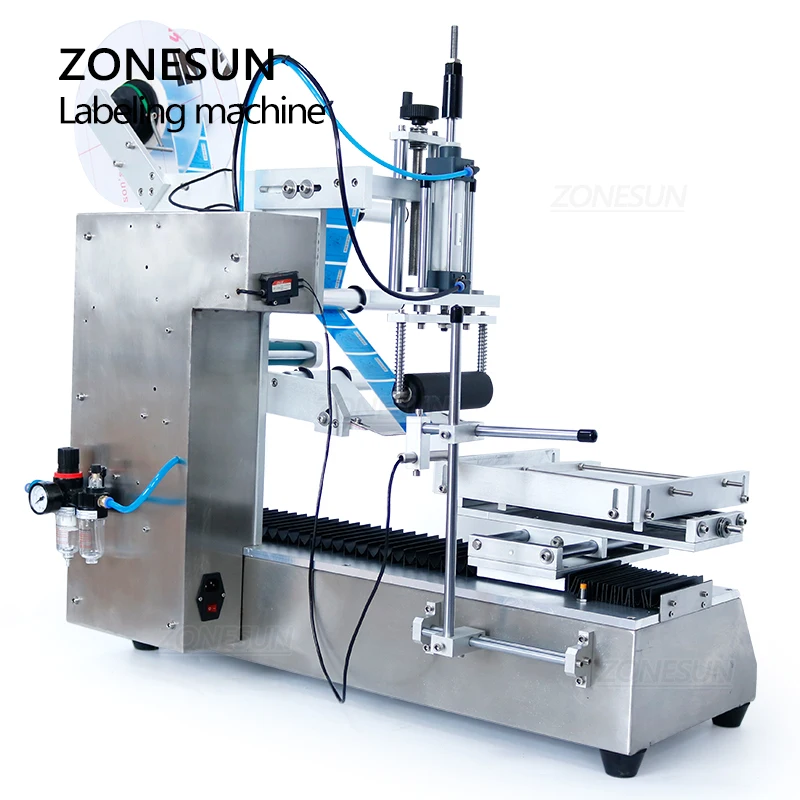 

ZONESUN Tabletop Semi-Automatic Box Flat Bottle Surface Labeling Machine Label Sticker