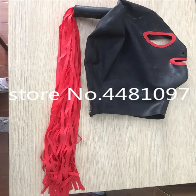 

Handmade Latex Mask Rubber Hood with Tails for Party Wear Women Cosplay Custom Made Halloween Costume