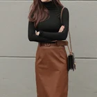 Рубашка женская черная с длинным рукавом, с высоким воротником, в Корейском стиле