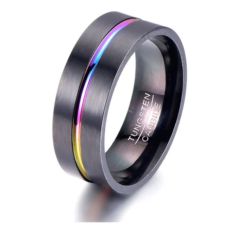 

YUNAO Simple Fashion Bracelet Stainless Steel Black Room Colorful Ring Titanium Steel European and American Ring Jewelry