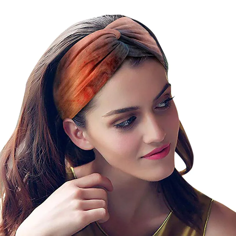 4PC Autumn Winter Headband Tie-dye Cross Hair Band Sports Running Headwrap Elastic Girls Accessories V6 | Аксессуары для одежды