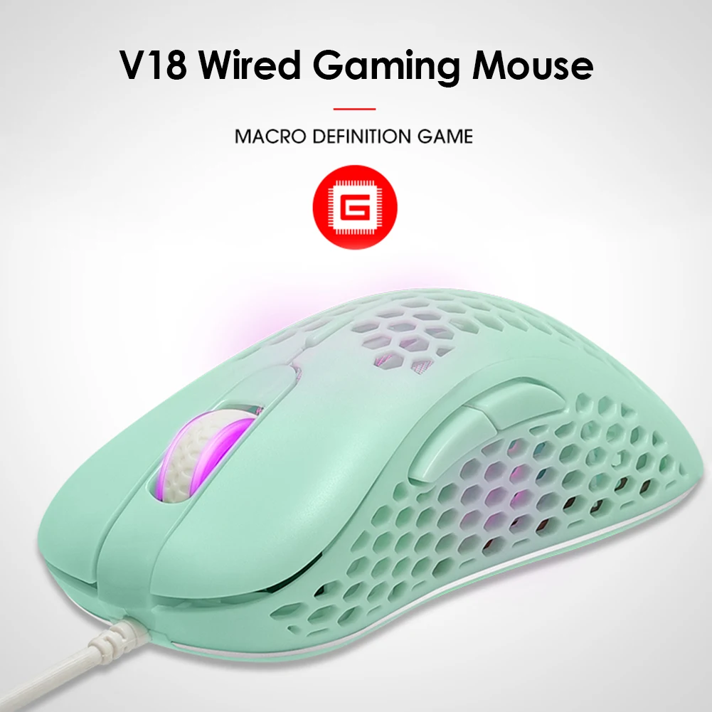 

6400DPI 6 Key Hollow Gamer Mice V18 USB Wired Gaming Mouse for PC Laptop Desktop Laptop Desktop Professional Computer Mouse