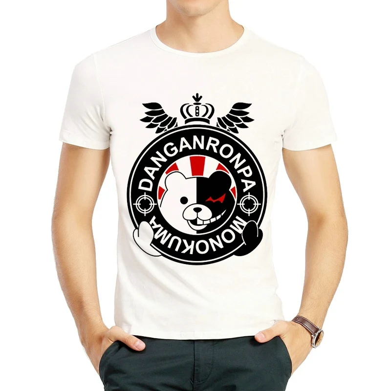 

Danganronpa T-Shirt Mens Short Sleeve White Color Cartoon Zero Print Top Tees Women O Neck Bear Monokuma Clothes
