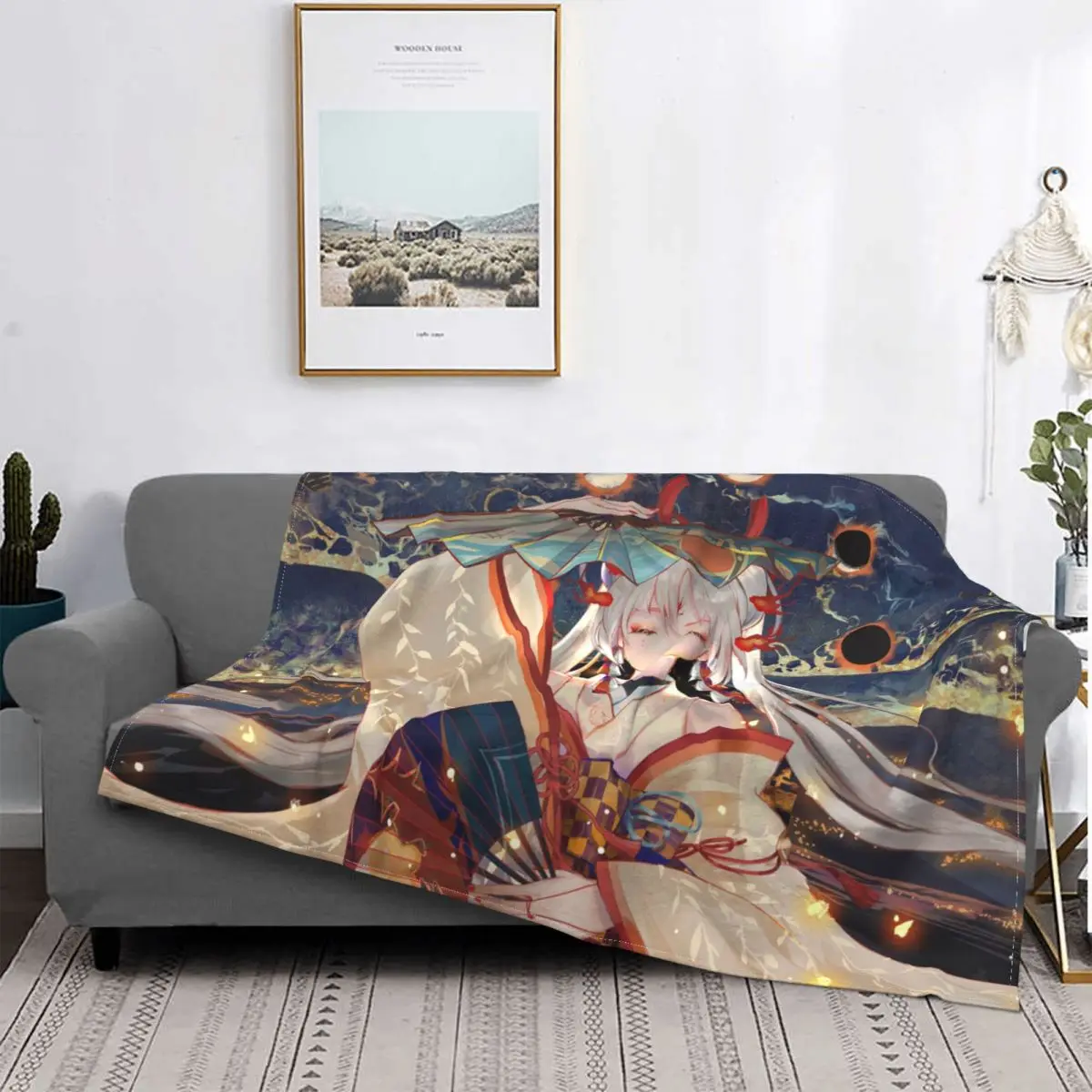 

Game Young Onmyouji Blanket Fleece Spring/Autumn Anime Onmyoji Multi-function Throw Blanket for Bed Car Plush Thin Quilt