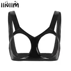 Бюстгальтер женский без подкладки, латексный, мокрый вид, открытые чашечки