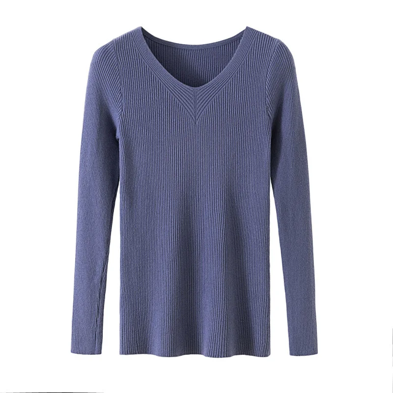 

Sweater female han edition cultivate one's morality of new fund of 2021 autumn narrow cuff head tight v-neck thin jacket sweater
