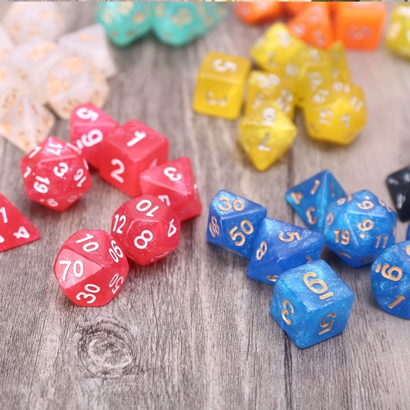 7 шт. D20 акриловые полигедральные игральные кости блестящие двухцветные