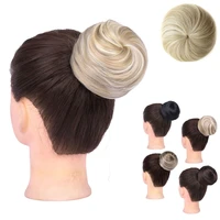 girlshow womens donut chignon synthetic straight elastic rubber band hair bun wig ball hair chignons roller ponytail hairpieces