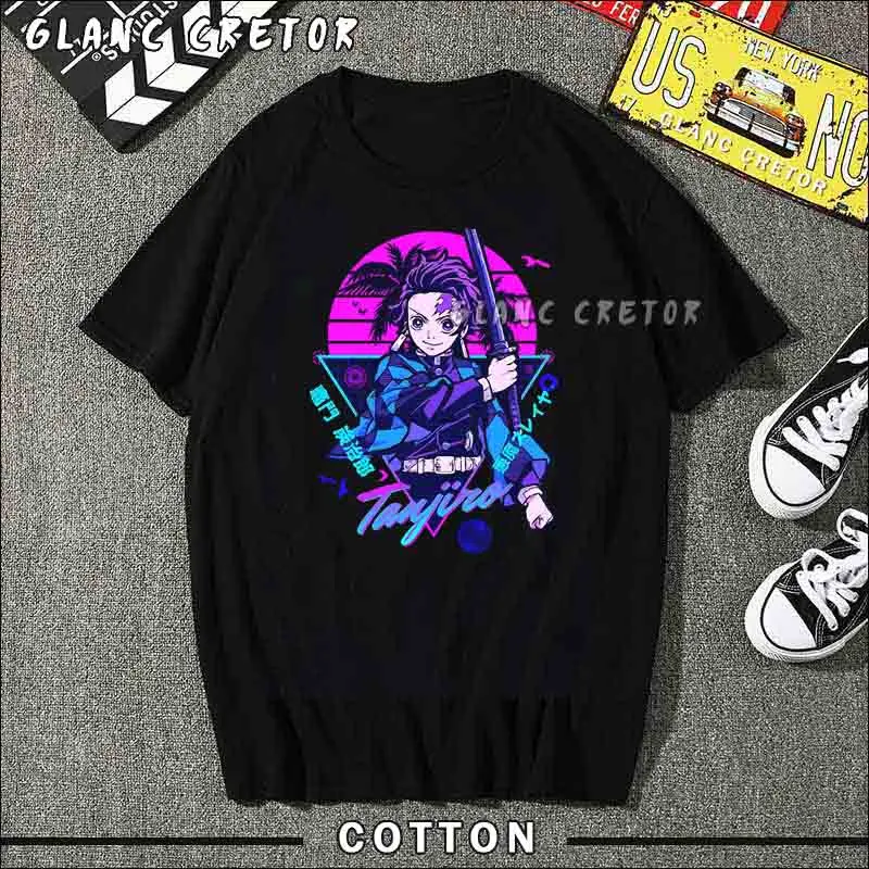 

Harajuku Anime Demon Slayer Printing T Shirt Men Tops Cotton T-Shirt Hip Hop Oversized T-Shirts Men's Japanese Manga Tee