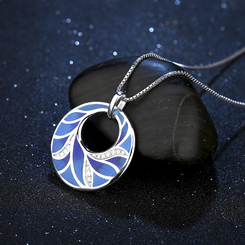 Голубой с принтом павлиньи перья 2020 Лидер продаж Модные Эмаль для женщин