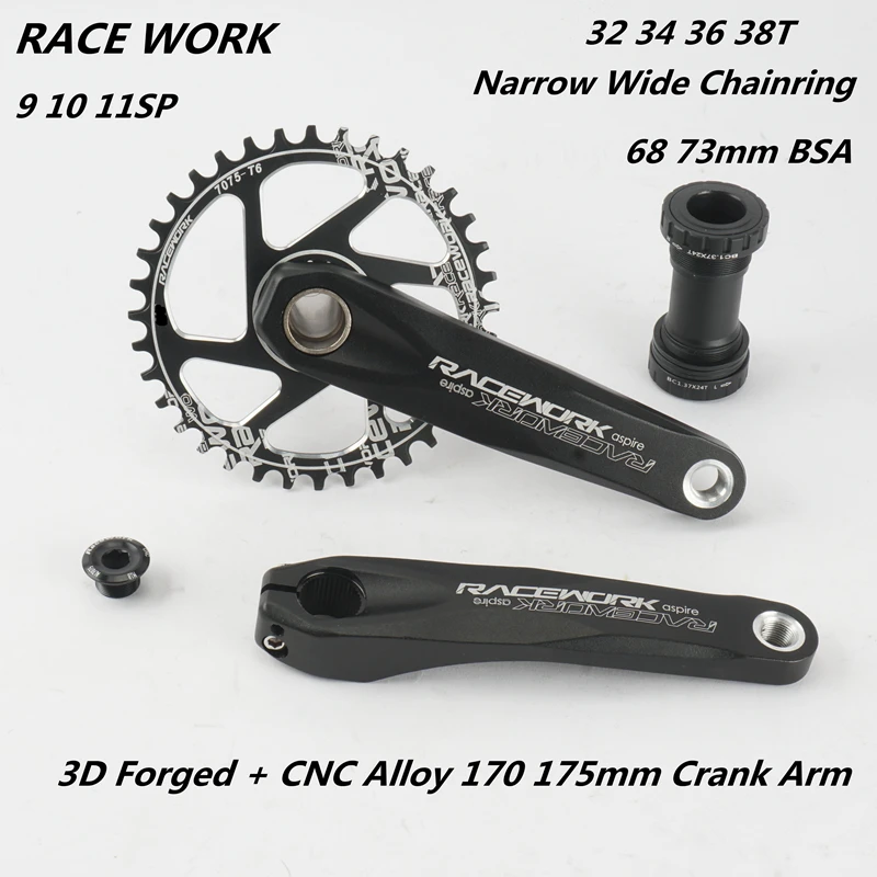 RACEWORK MTB горный велосипед из алюминиевого сплава 170 175 мм рукоятки 32T 34 Т 36 38T прямое