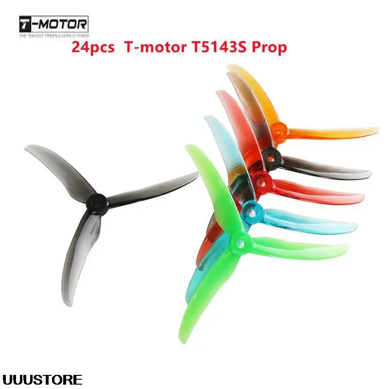 

24pcs/12Pairs T-motor T5143S 5143 V2 3-blade Propeller 5.1 inch POPO 5mm hole Compatible Props for RC FPV Racing Drone DIY Parts