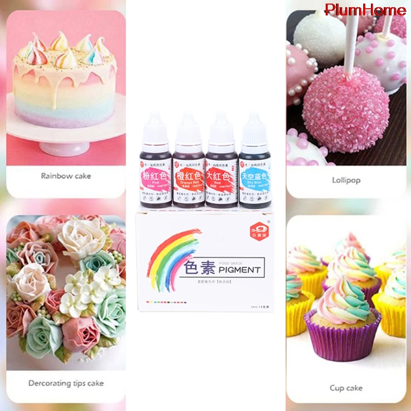 

10ml Natural Ink Food Coloring Cake Pastries Cookies Liquid Dye Pigment Baking Decor Fondant Cooking Icing DIY Crafts Kitchen